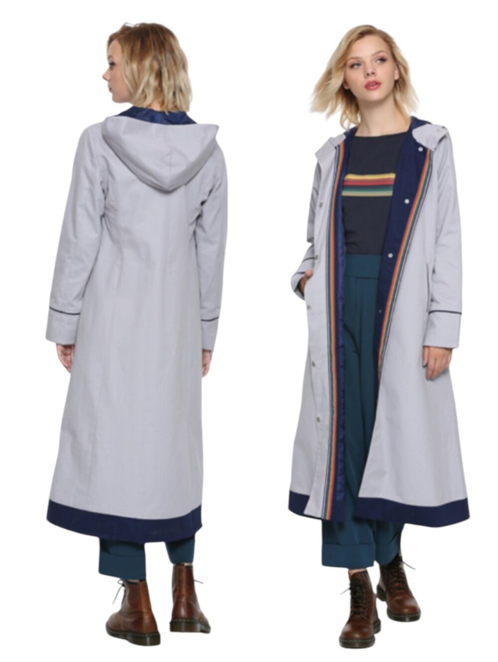 Her Universe Doctor Who Thirteenth Doctor Cosplay Trench Coat Light Gray Size M